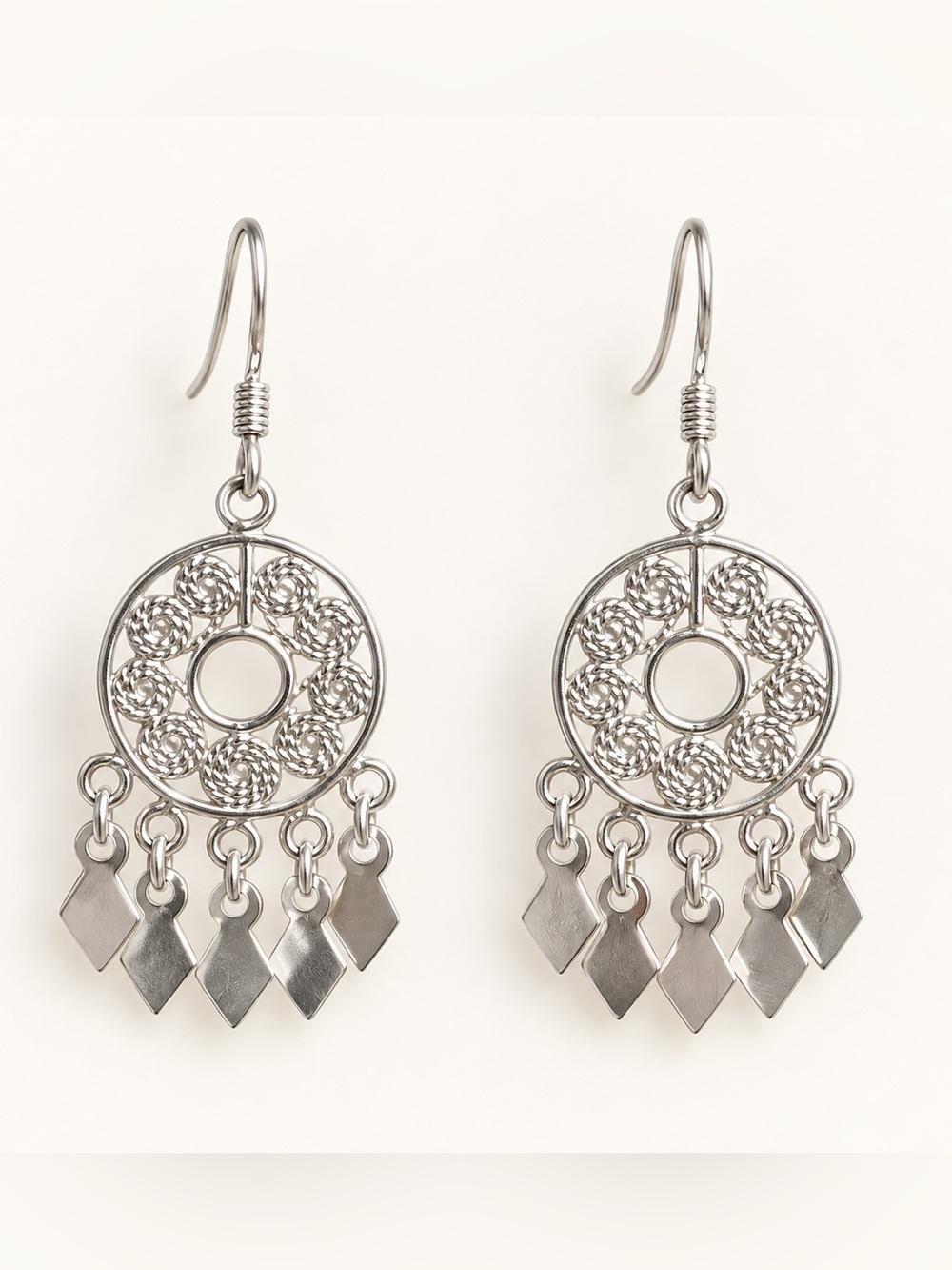 Filigree 925 Sterling Silver Dangle Earrings